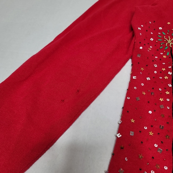 Jack B quick christmas winter embellished beaded, ribbon Christmas tree sweater - Picture 7 of 8